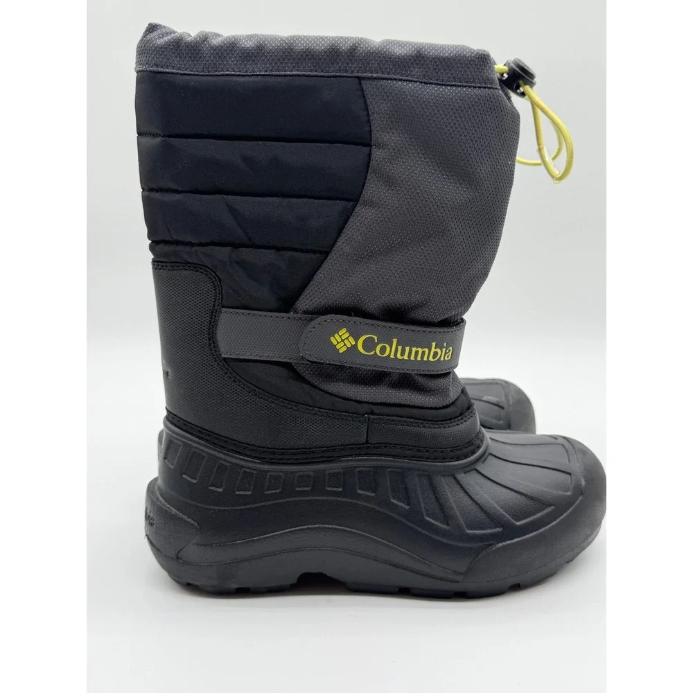 Columbia Powderbug Plus II Kids Snow Boots Black Grey 400g Insulation Size 4